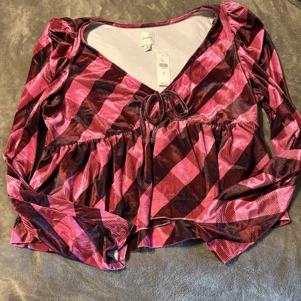 ✨ Anthropologie Velvet Babydoll Top Sz XL - Picture 6 of 6